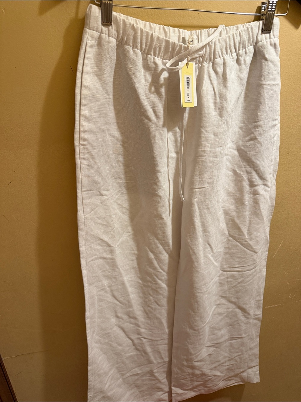 Aritzia White Linen-Blend Drawstring Pants